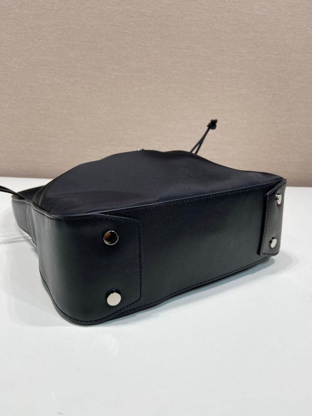 PRADA SMALL DRAWSTRING BAG 23 IN BLACK RE-NYLON