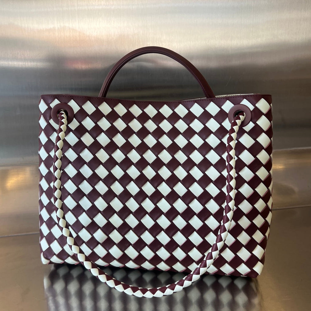 BOTTEGA VENETA MEDIUM ANDIAMO 32 IN RED WHITE CALFSKIN