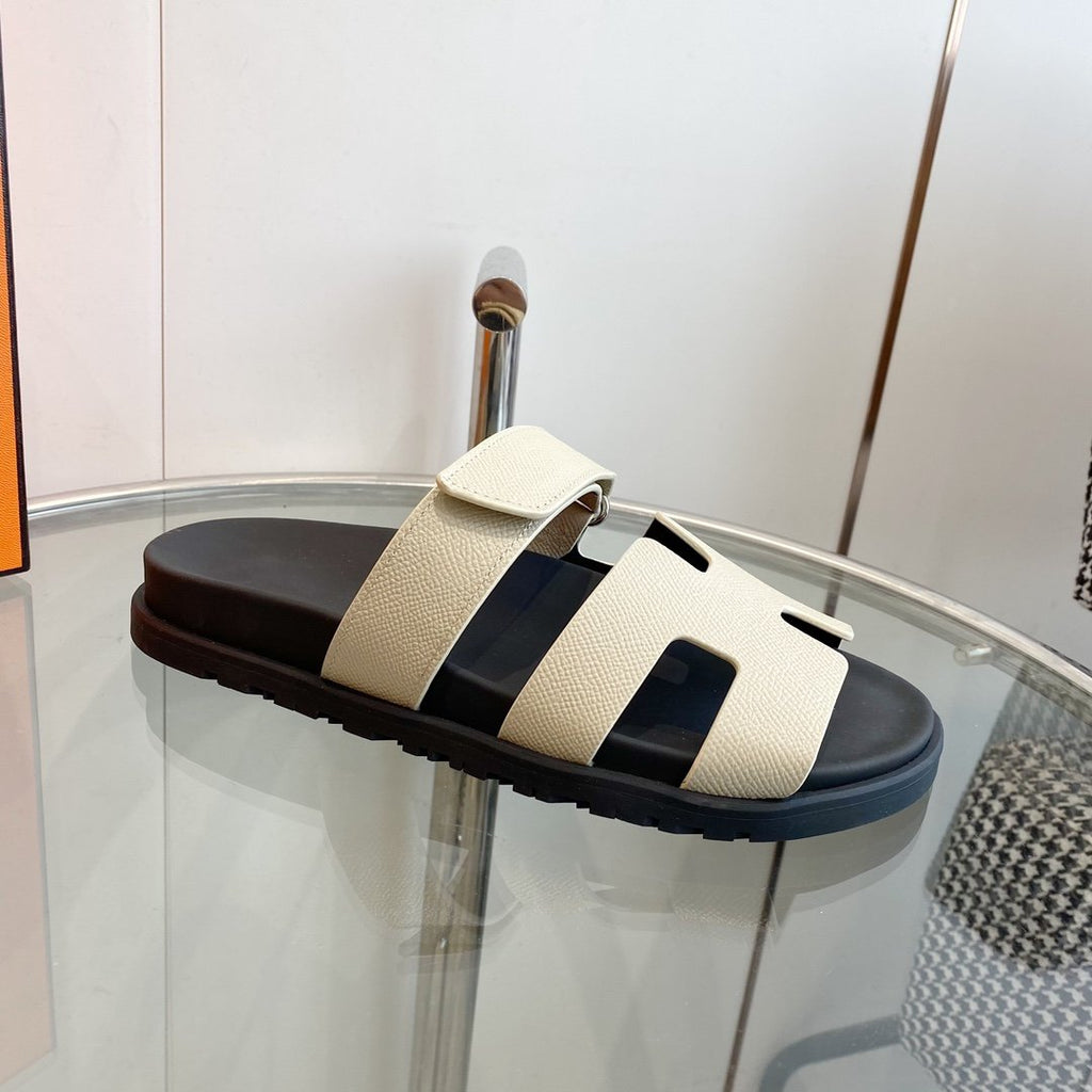 HERMES CHYPRE EPSOM Sandal white Leather