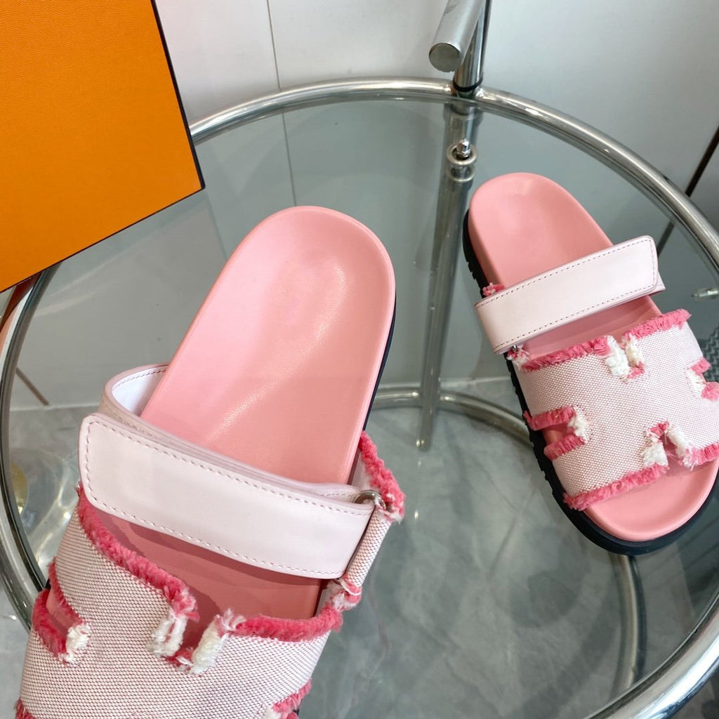 HERMES Chypre Techno Sandal Pink Leather