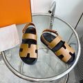 HERMES Genius Sandal Brown Leather