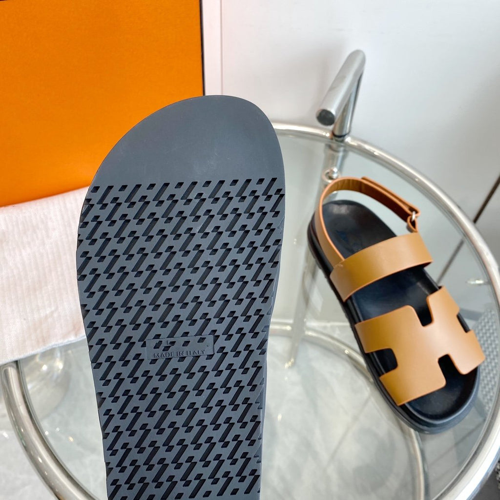 HERMES Genius Sandal Brown Leather