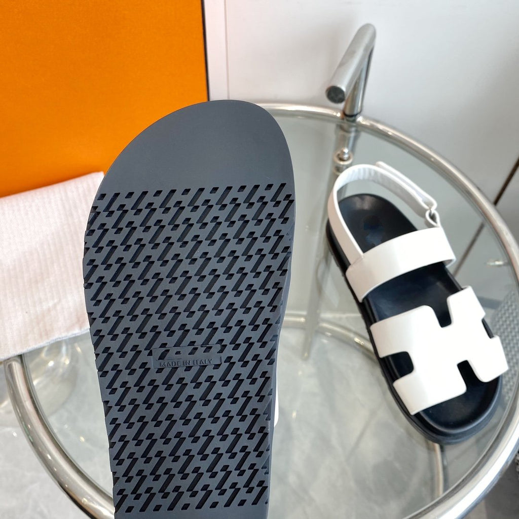 HERMES Genius Sandal White Leather