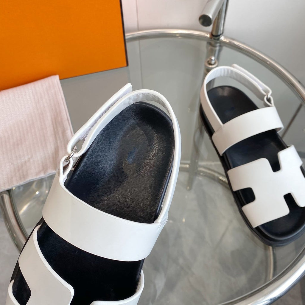HERMES Genius Sandal White Leather