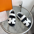 HERMES Genius Sandal White Leather