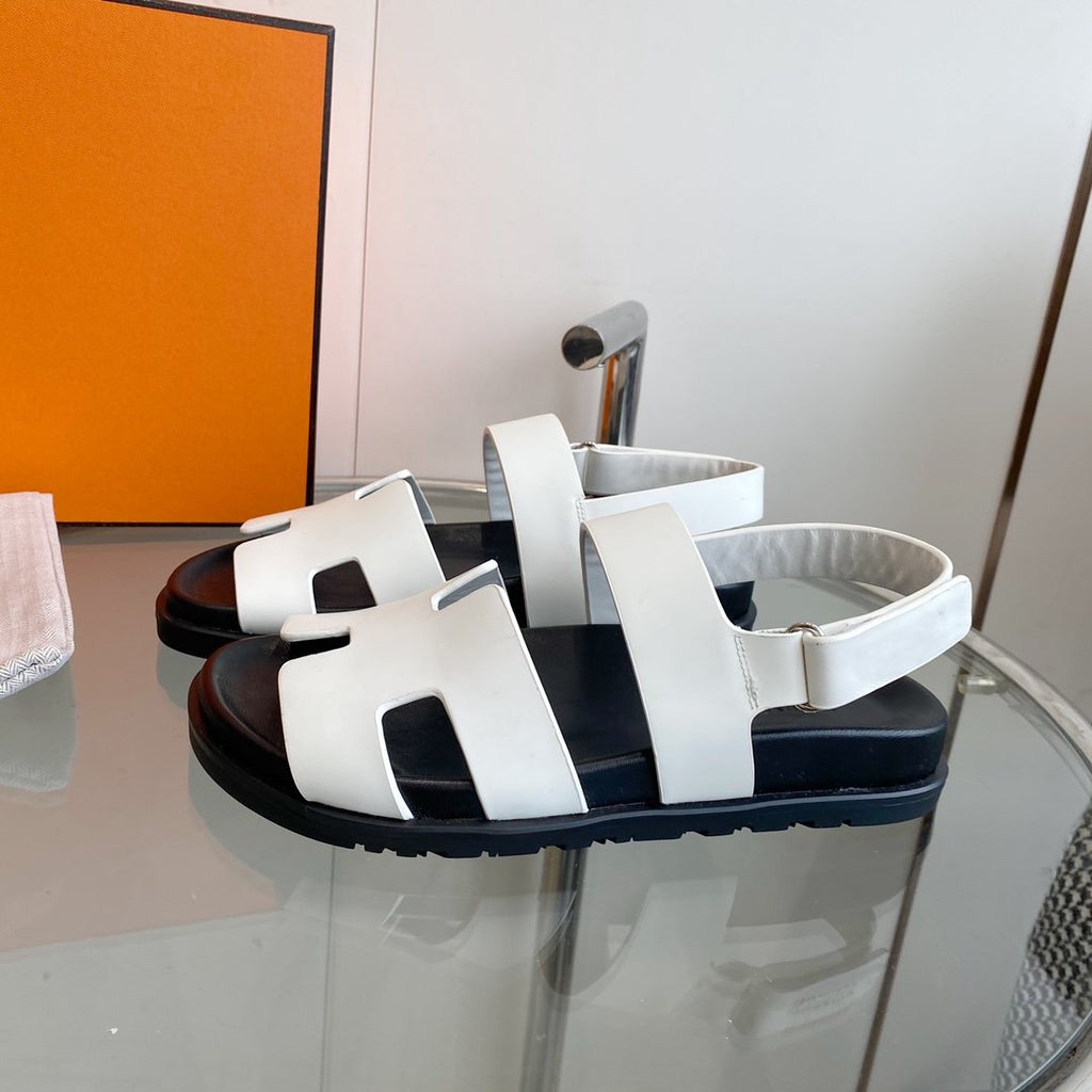 HERMES Genius Sandal White Leather