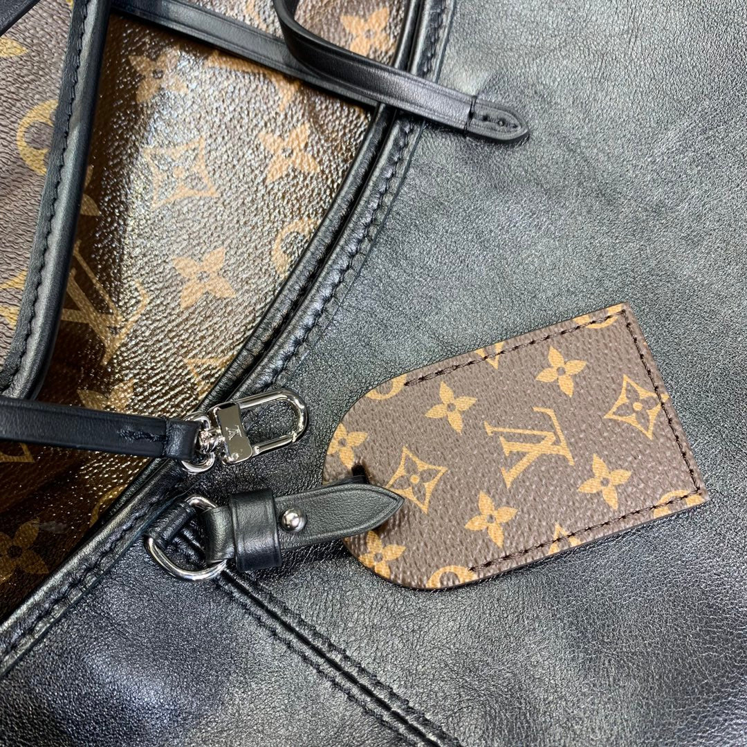 LOUIS VUITTON CARRYALL DARK 39 IN BLACK LAMBSKIN BROWN MONOGRAM TAG