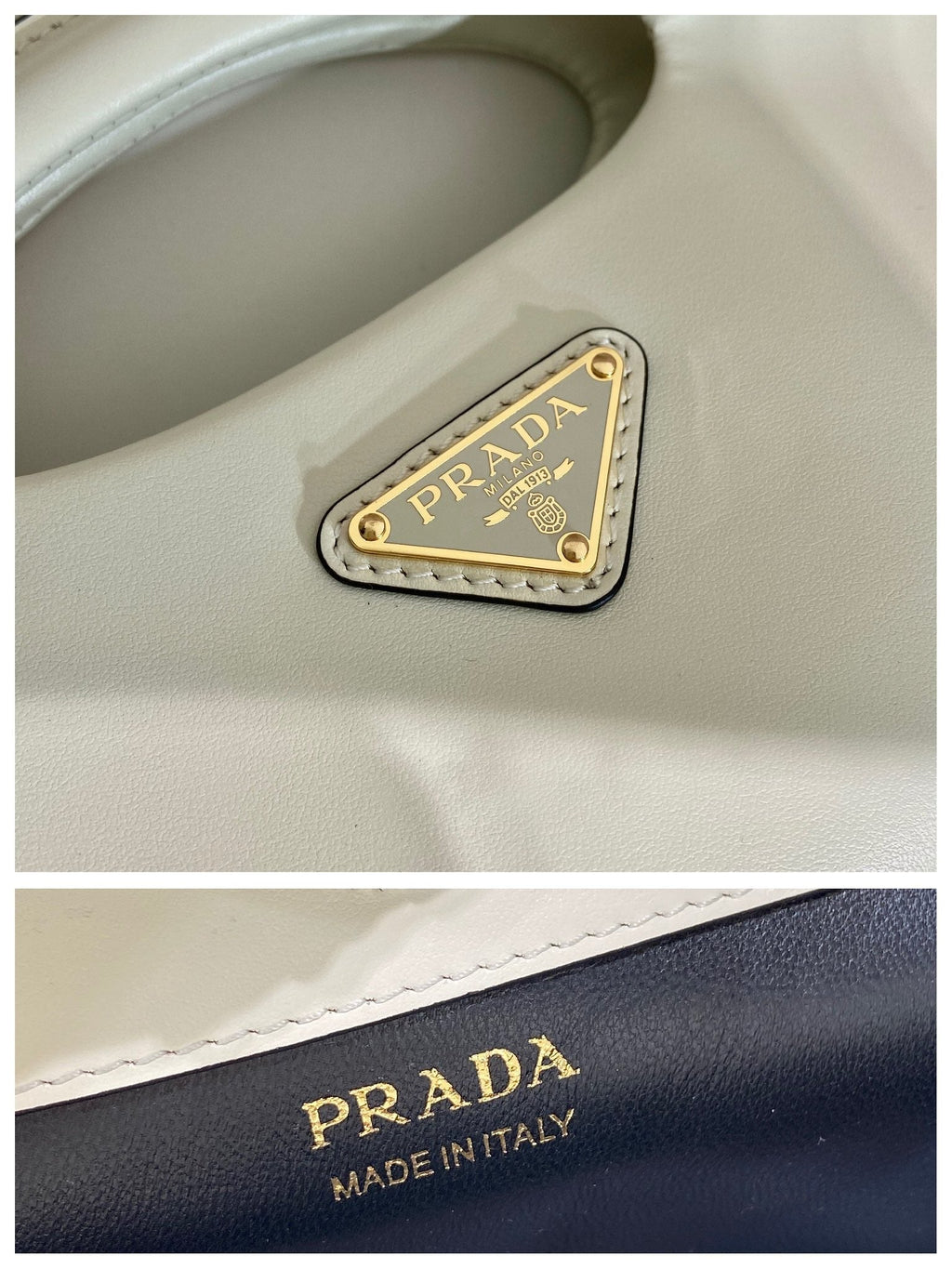 PRADA DUMPLING BAG 30 IN WHTE CALFSKIN