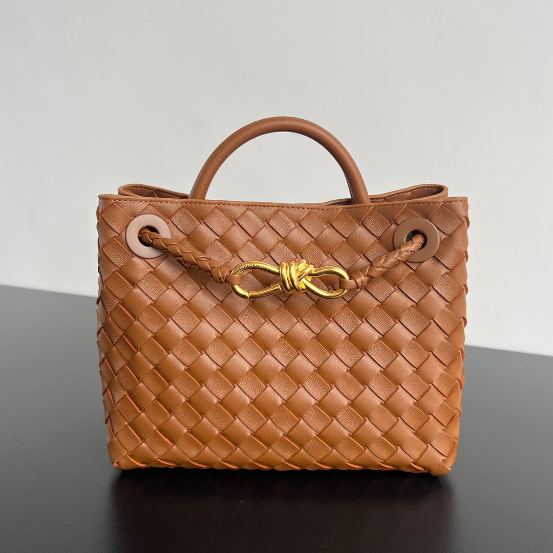 BOTTEGA VENETA MEDIUM ANDIAMO 25 IN BURNT ORANGE LAMBSKIN