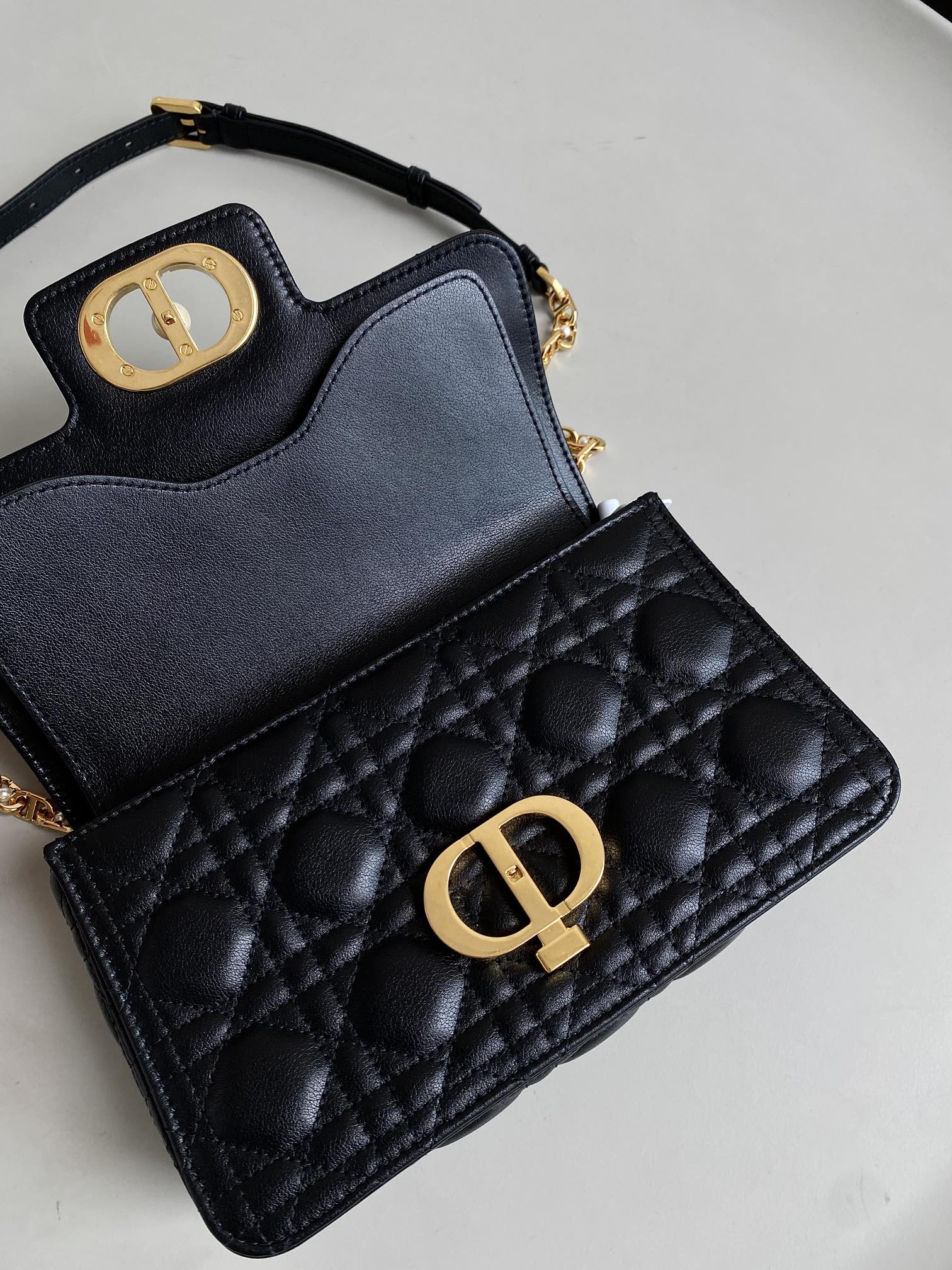 DIOR MINI JOLIE 22 BAG BLACK CALFSKIN
