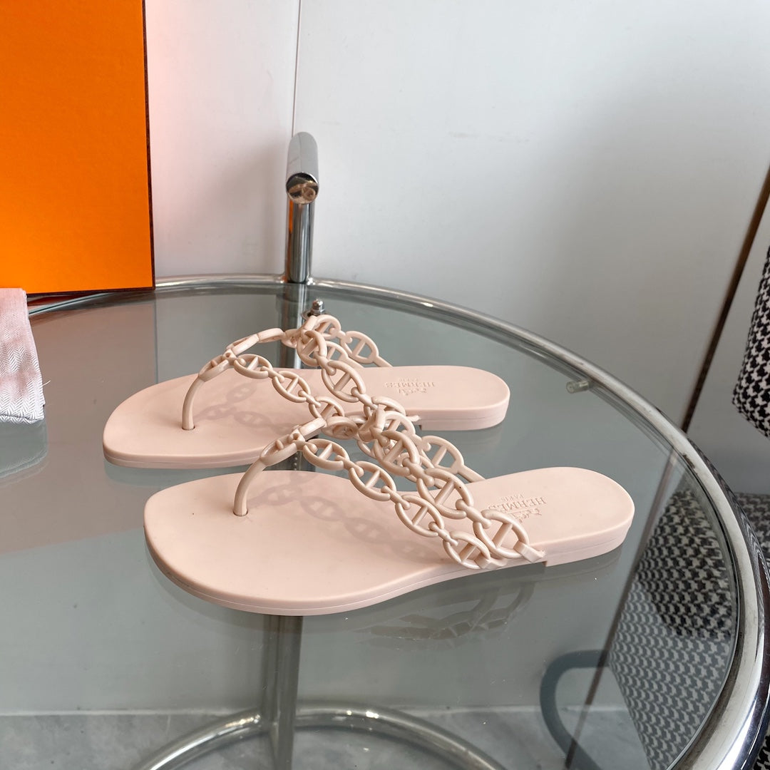 HERMES ISLAND SANDAL CHAMPAGNE PVC WATERPROOF