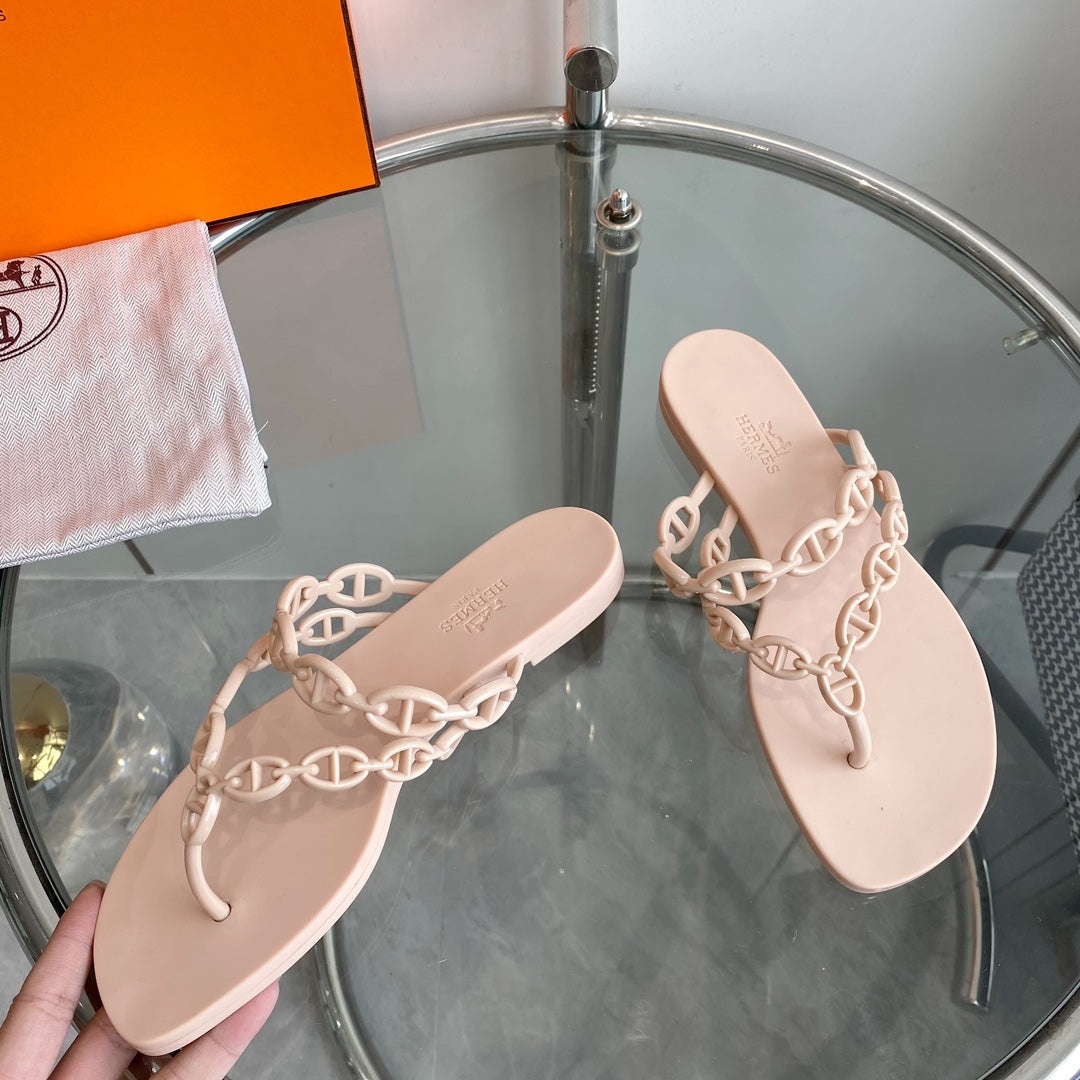 HERMES ISLAND SANDAL CHAMPAGNE PVC WATERPROOF
