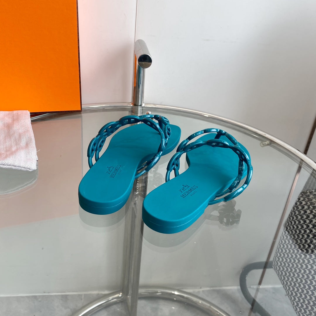 HERMES ISLAND SANDAL CERULEAN PVC WATERPROOF