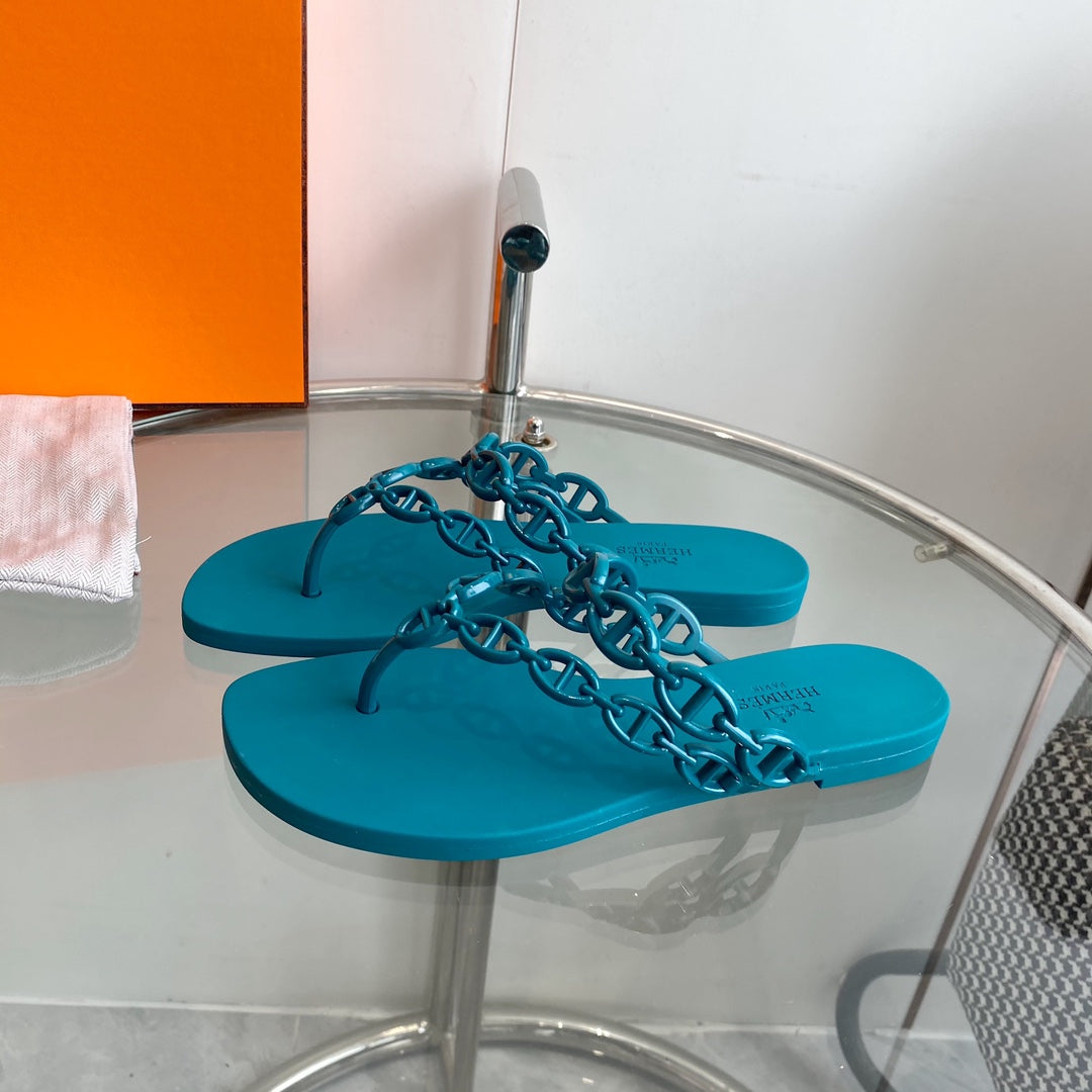 HERMES ISLAND SANDAL CERULEAN PVC WATERPROOF