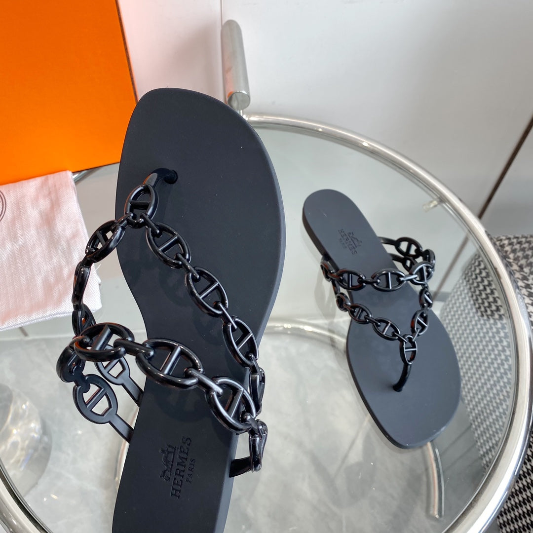 HERMES ISLAND SANDAL BLACK PVC WATERPROOF