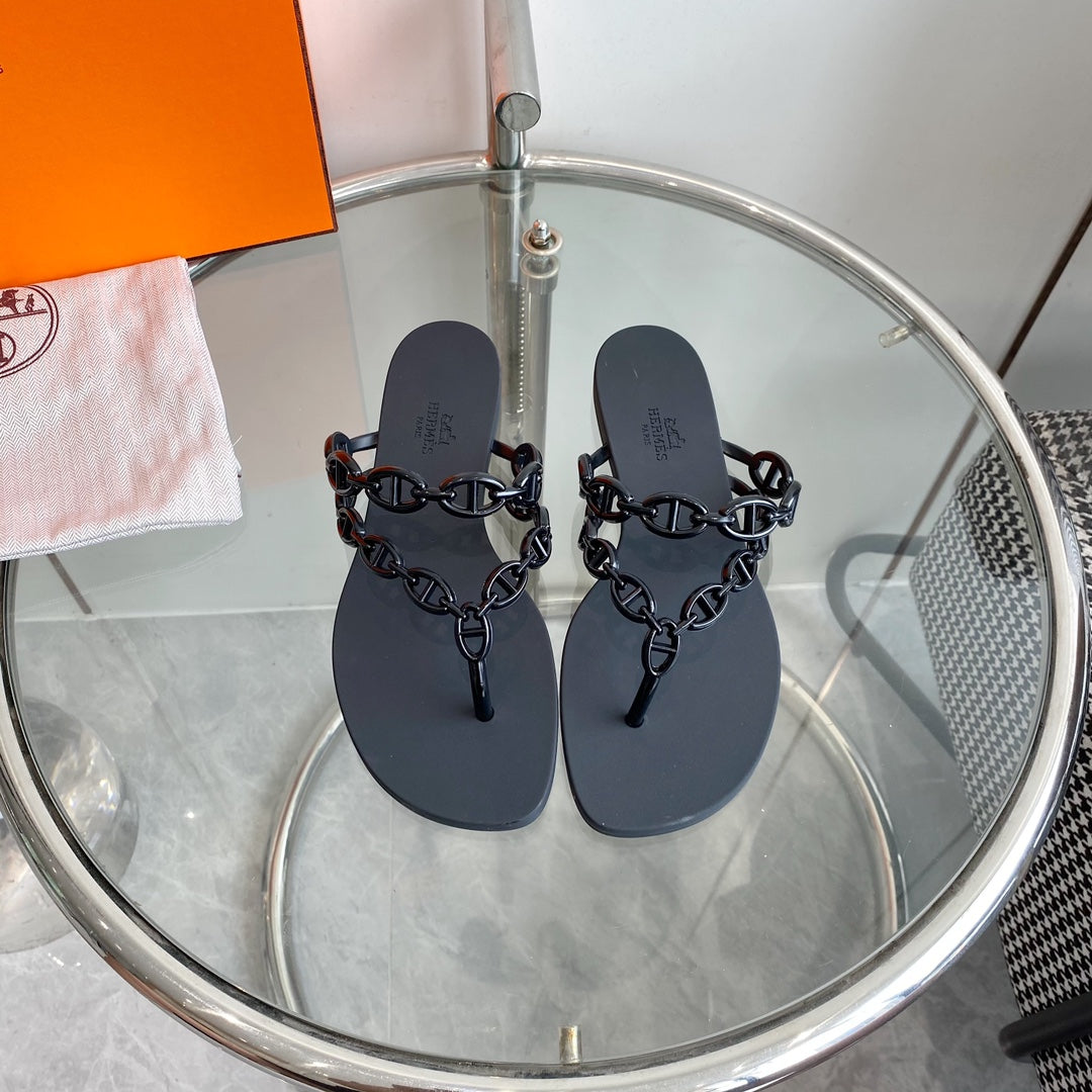 HERMES ISLAND SANDAL BLACK PVC WATERPROOF