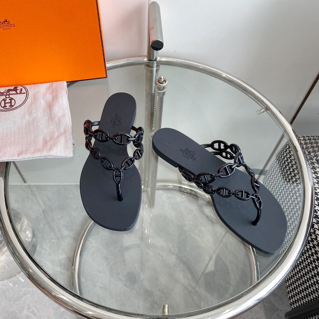 HERMES ISLAND SANDAL BLACK PVC WATERPROOF