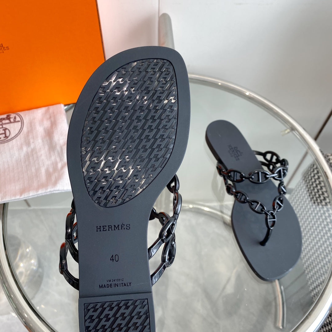 HERMES ISLAND SANDAL BLACK PVC WATERPROOF