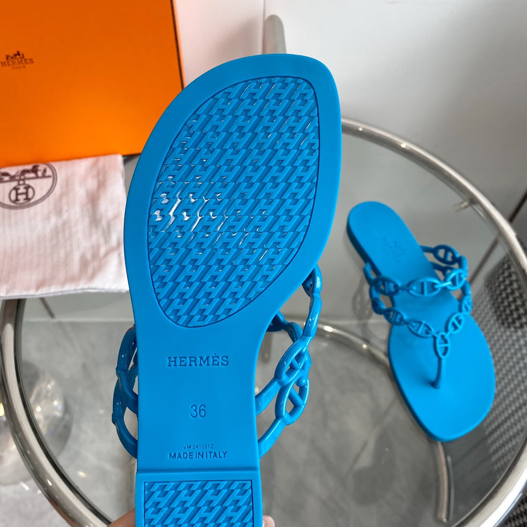 HERMES ISLAND SANDAL VIVID SKY BLUE PVC WATERPROOF