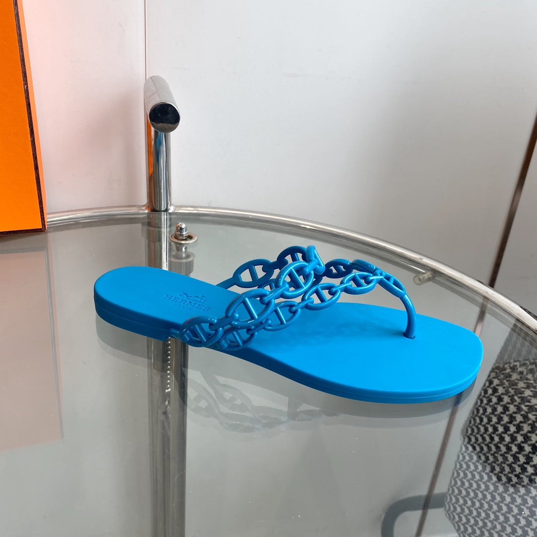 HERMES ISLAND SANDAL VIVID SKY BLUE PVC WATERPROOF
