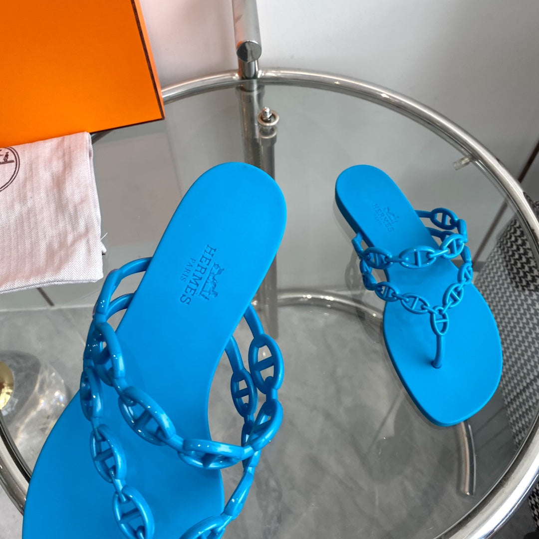 HERMES ISLAND SANDAL VIVID SKY BLUE PVC WATERPROOF