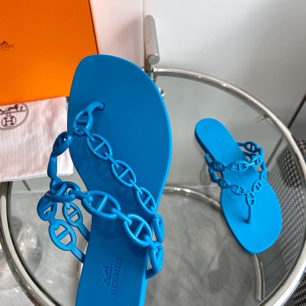 HERMES ISLAND SANDAL VIVID SKY BLUE PVC WATERPROOF