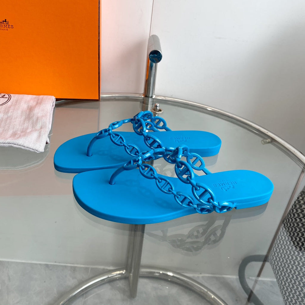 HERMES ISLAND SANDAL VIVID SKY BLUE PVC WATERPROOF