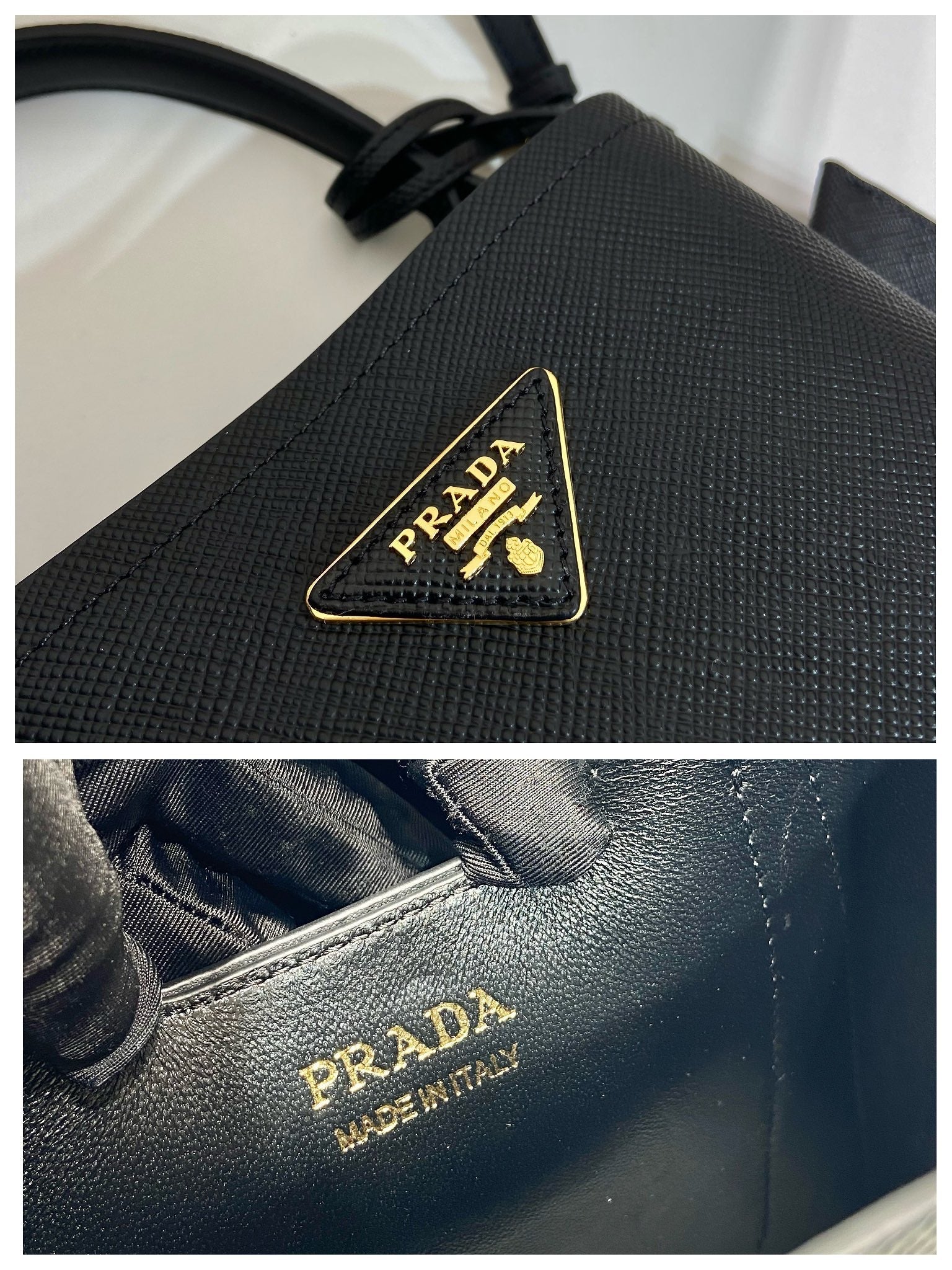 PRADA MINI BUCKET BAG 18 IN BLACK SAFFIANO LEATHER