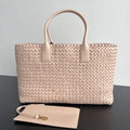 BOTTEGA VENETA LARGE CABAT 51 IN ALMOND BEIGE LAMBSKIN