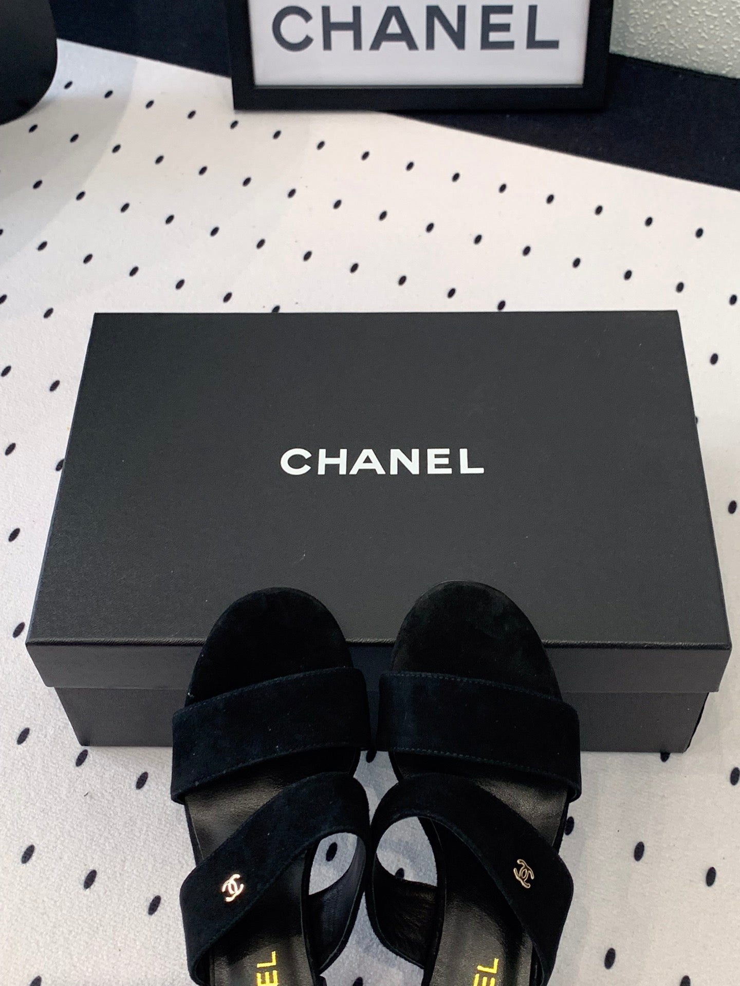 CHANEL MULES black LAMBSKIN