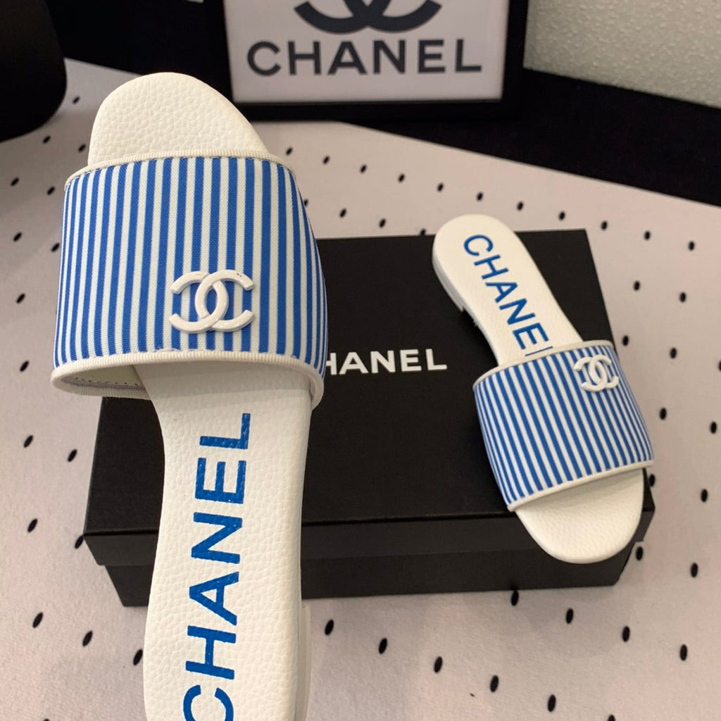 CHANEL MULES blue LAMBSKIN