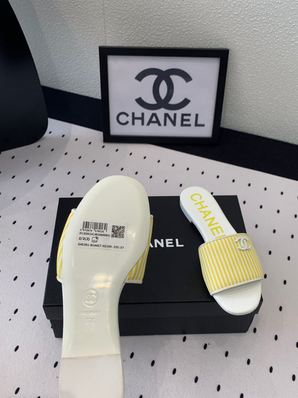 CHANEL MULES yellow LAMBSKIN