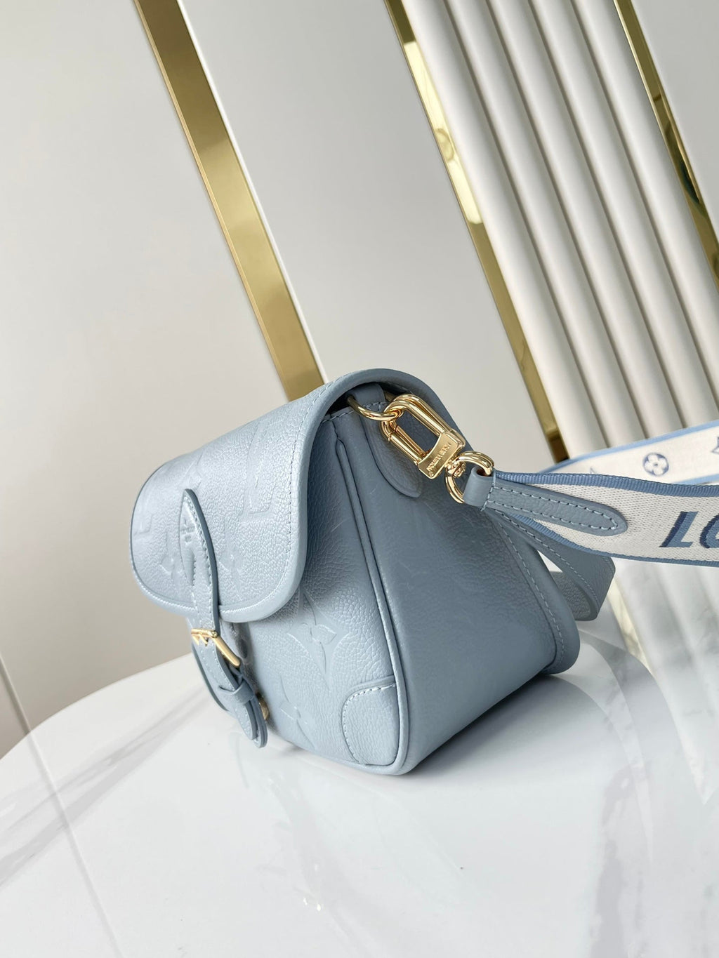 LOUIS VUITTON DIANE 23 IN BEAU BLUE MONOGRAM EMPREINTE LEATHER