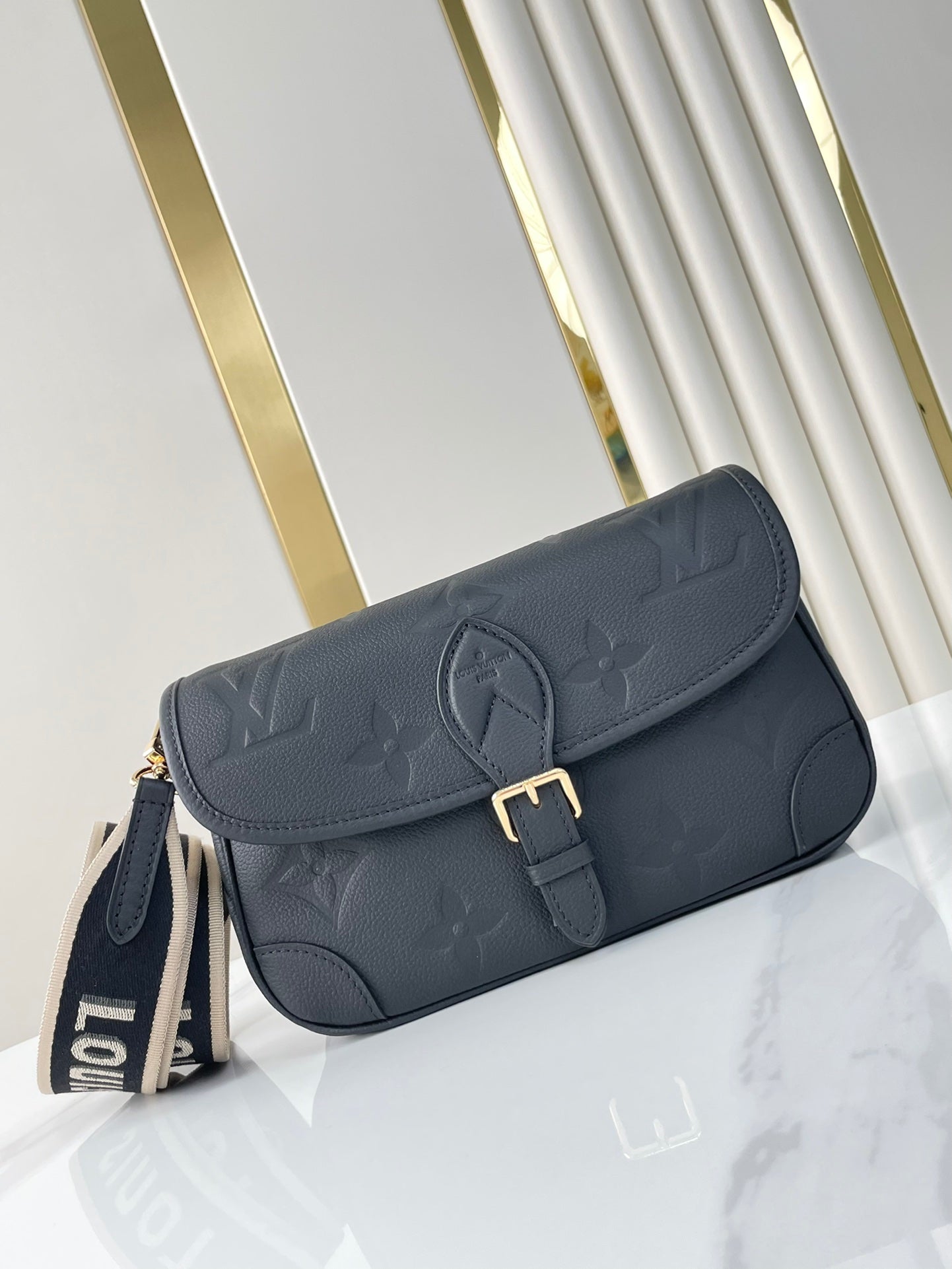 LOUIS VUITTON DIANE 23 IN BLACK MONOGRAM EMPREINTE LEATHER