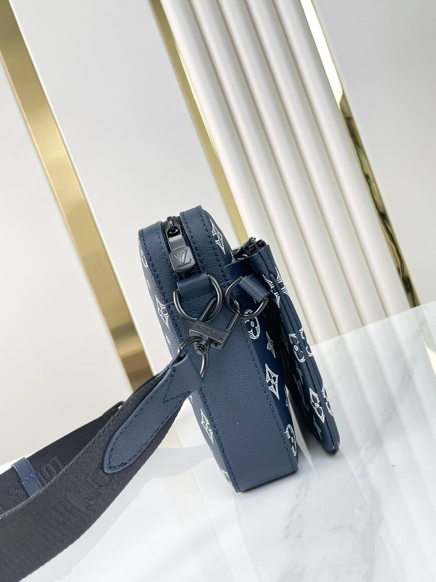LOUIS VUITTON TRIO MESSENGER 25 IN PRUSSIAN BLUE MONOGRAM SHADOW CALFSKIN