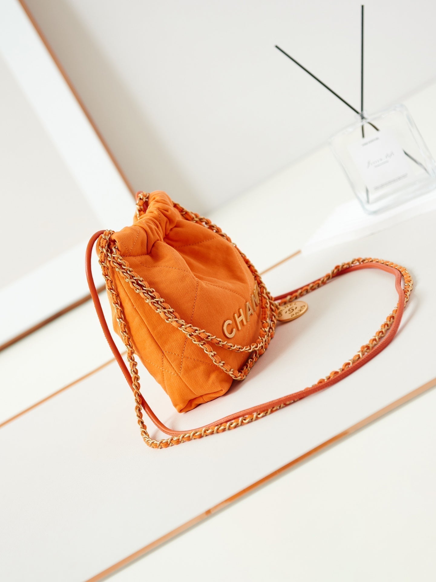 CHANEL CLASSIC MINI 20 BAG IN SAFETY ORANGE CANVAS