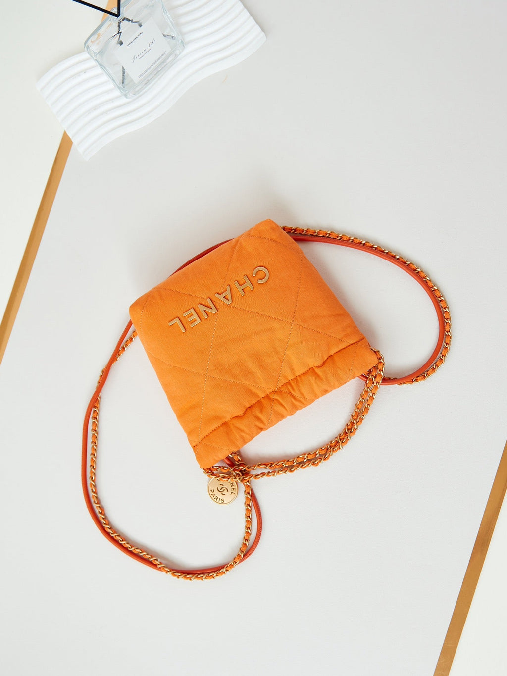 CHANEL CLASSIC MINI 20 BAG IN SAFETY ORANGE CANVAS