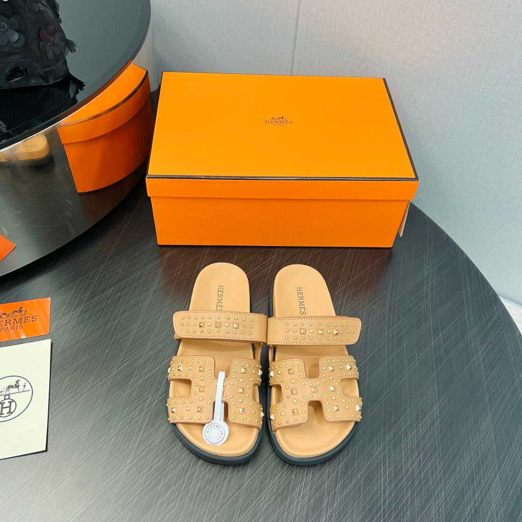 HERMES CHYPRE SANDAL LIGHT ORANGE CALFSKIN SPECIAL