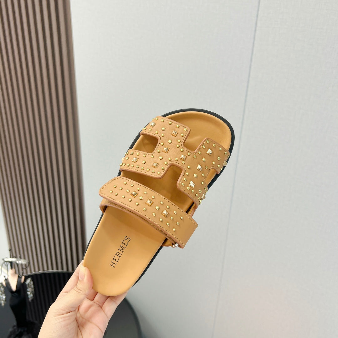 HERMES CHYPRE SANDAL LIGHT ORANGE CALFSKIN SPECIAL