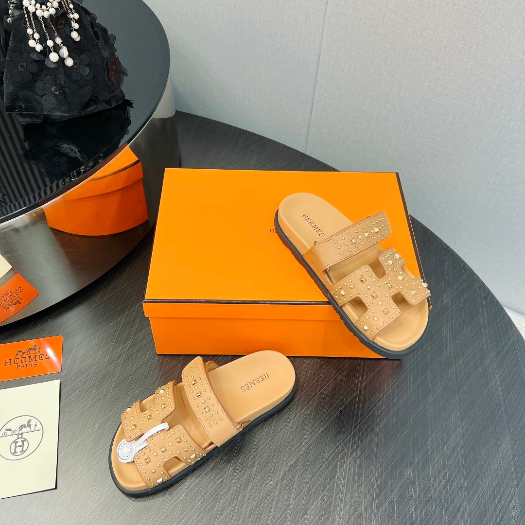 HERMES CHYPRE SANDAL LIGHT ORANGE CALFSKIN SPECIAL