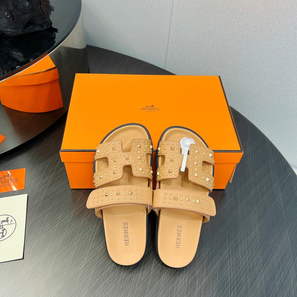 HERMES CHYPRE SANDAL LIGHT ORANGE CALFSKIN SPECIAL