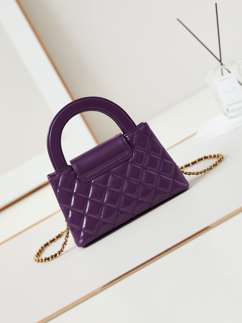 CHANEL KELLY MINI 19 SHOPPING BAG IN INDIGO PURPLE CALFSKIN