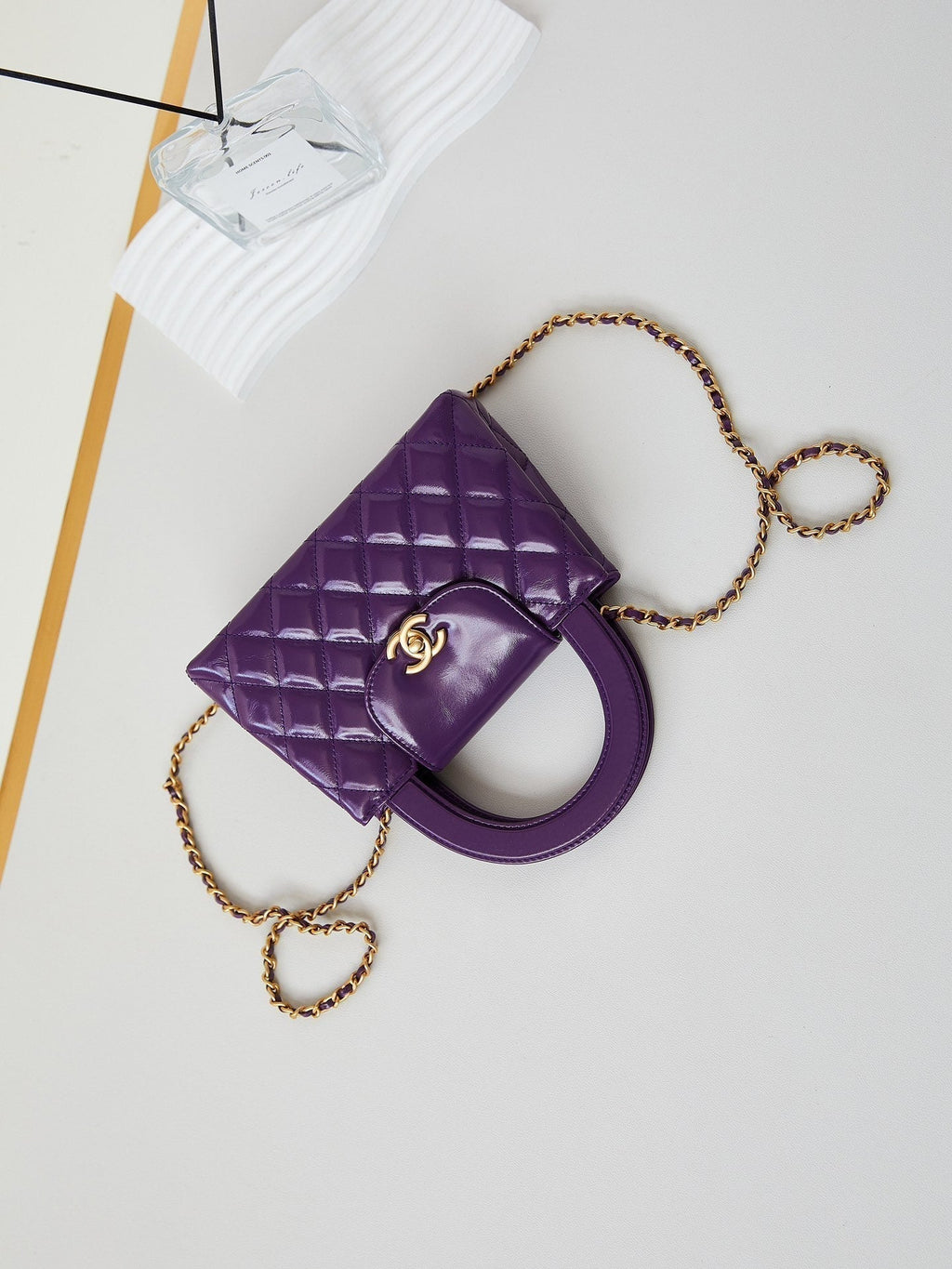 CHANEL KELLY MINI 19 SHOPPING BAG IN INDIGO PURPLE CALFSKIN