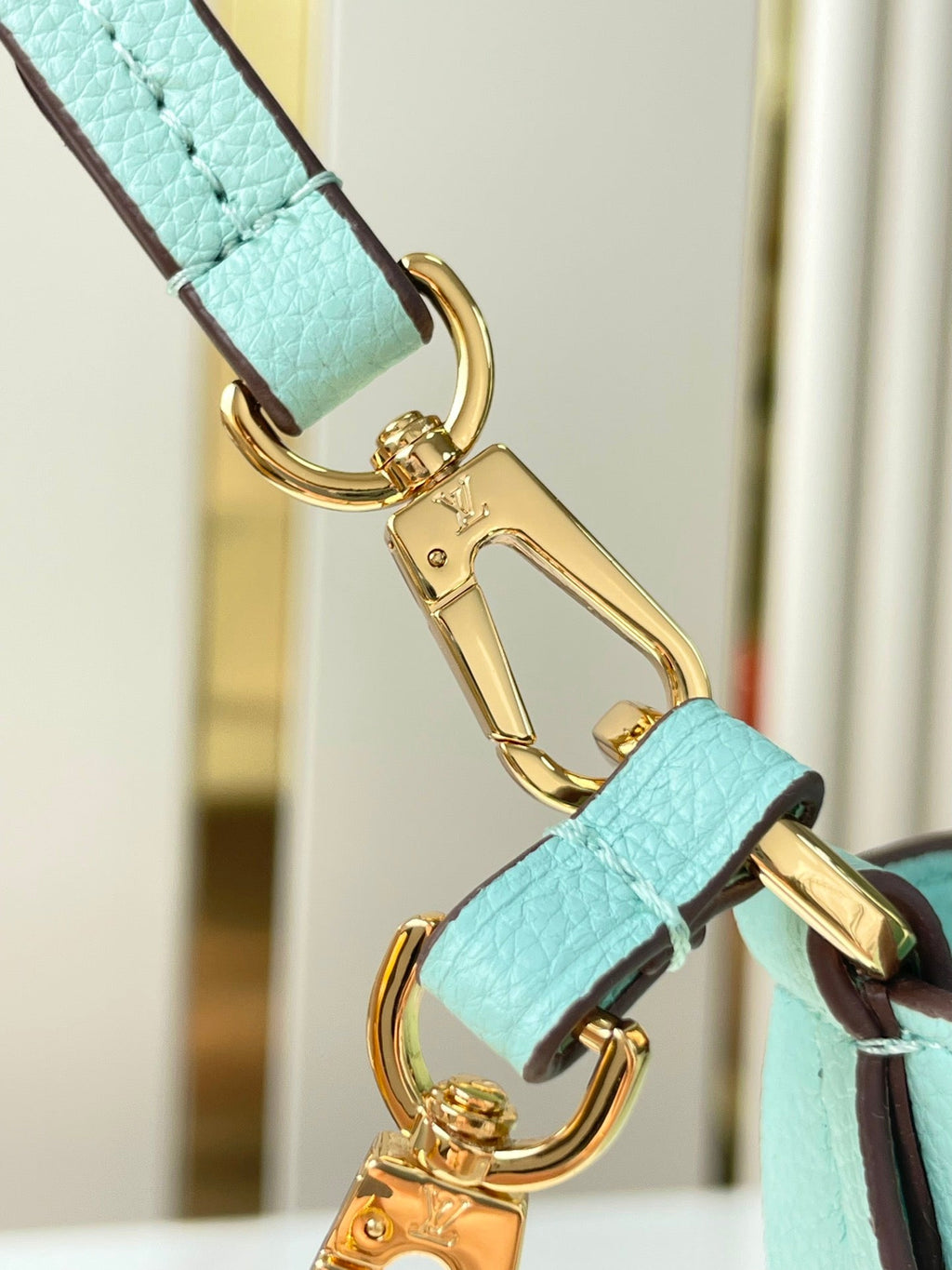 LOUIS VUITTON BLOSSOM PM 20 IN SKY BLUE MONOGRAM PERFORATED CALFSKIN