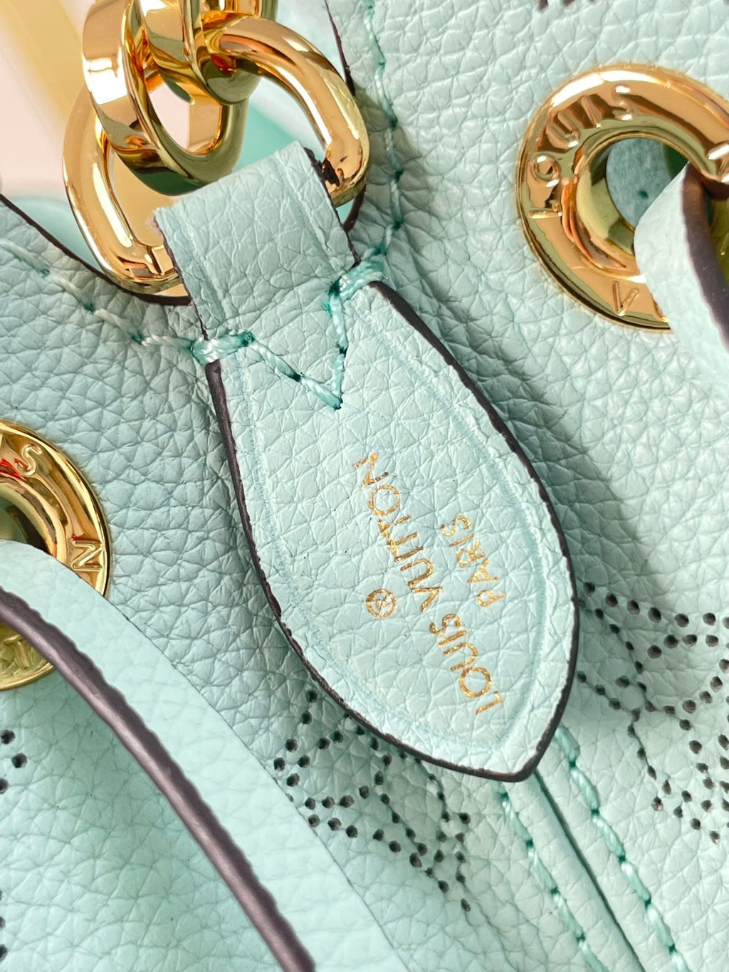 LOUIS VUITTON BELLA 22 IN SKY BLUE MONOGRAM PERFORATED CALFSKIN