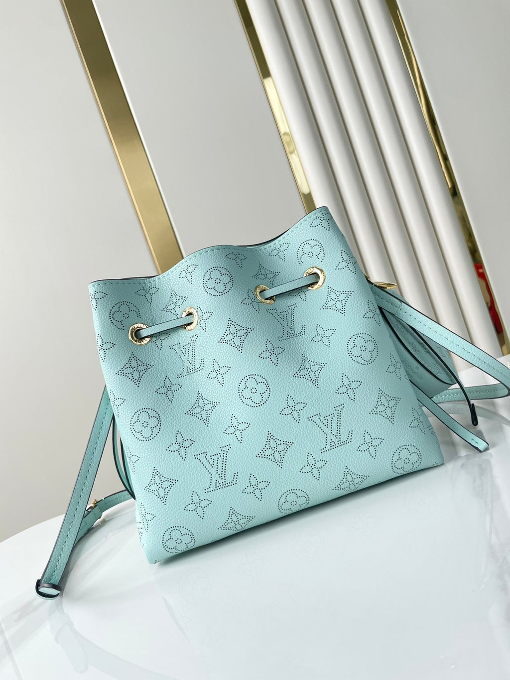 LOUIS VUITTON BELLA 22 IN SKY BLUE MONOGRAM PERFORATED CALFSKIN