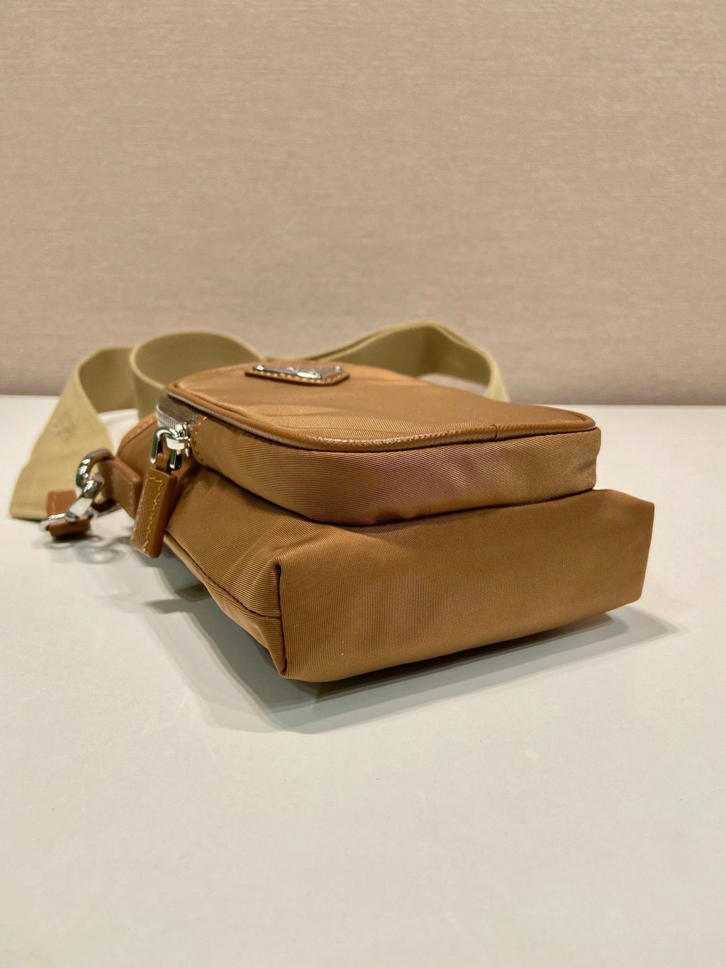 PRADA PHONE BAG 18 IN SEPIA BROWN RE-NYLON