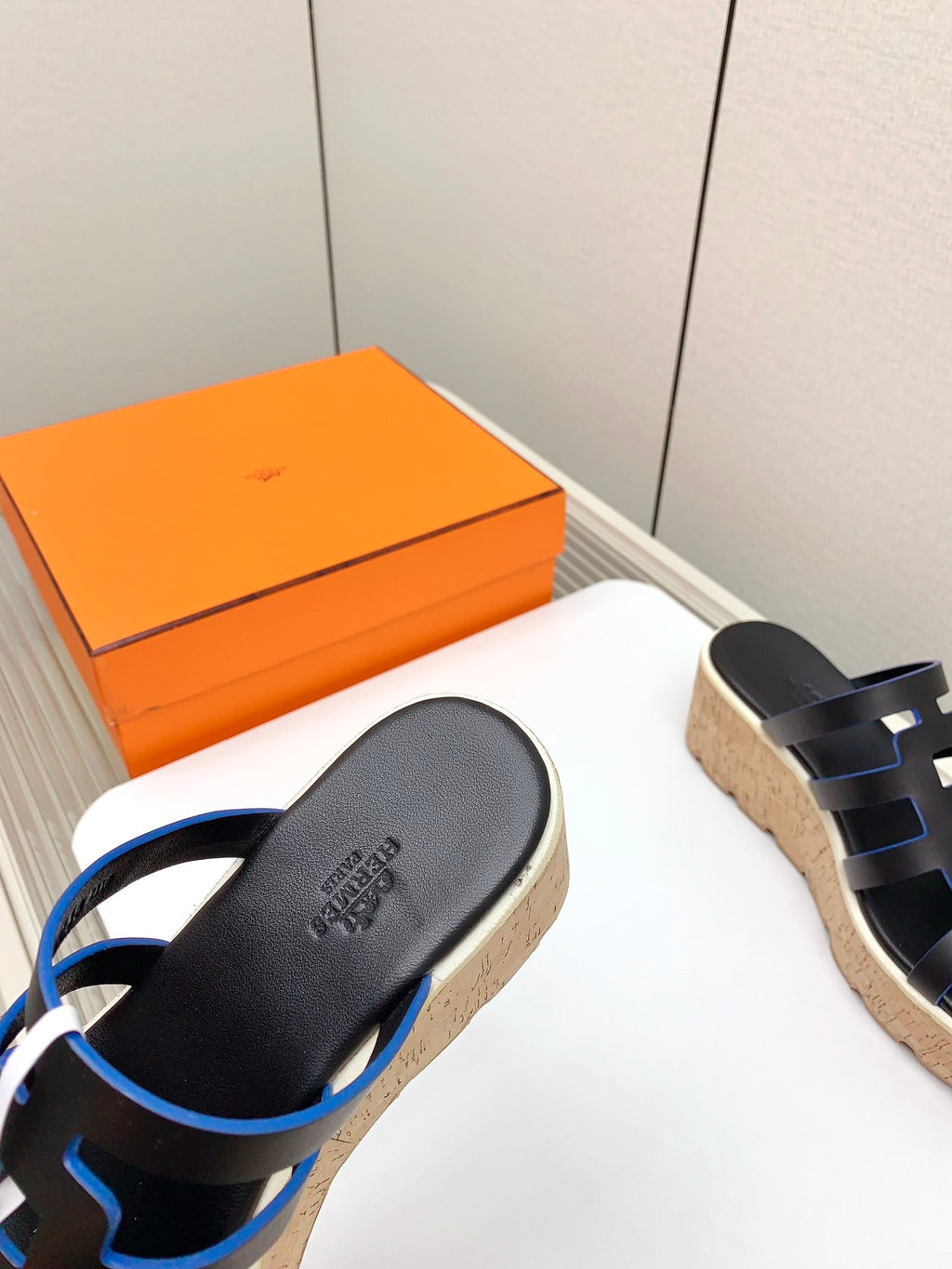 HERMES ISABELLA 30 SANDAL IN BLACK CALFSKIN