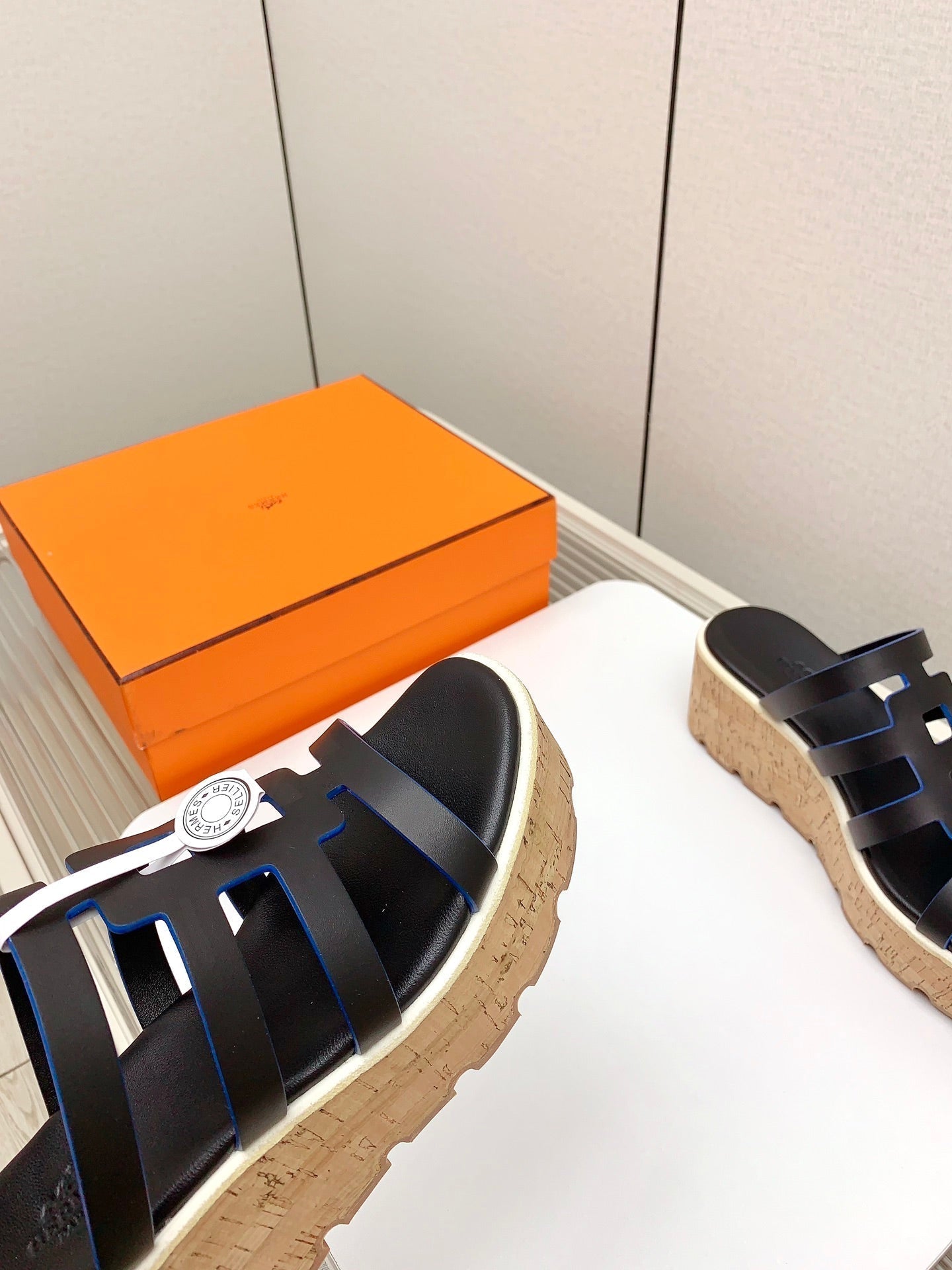 HERMES ISABELLA 30 SANDAL IN BLACK CALFSKIN