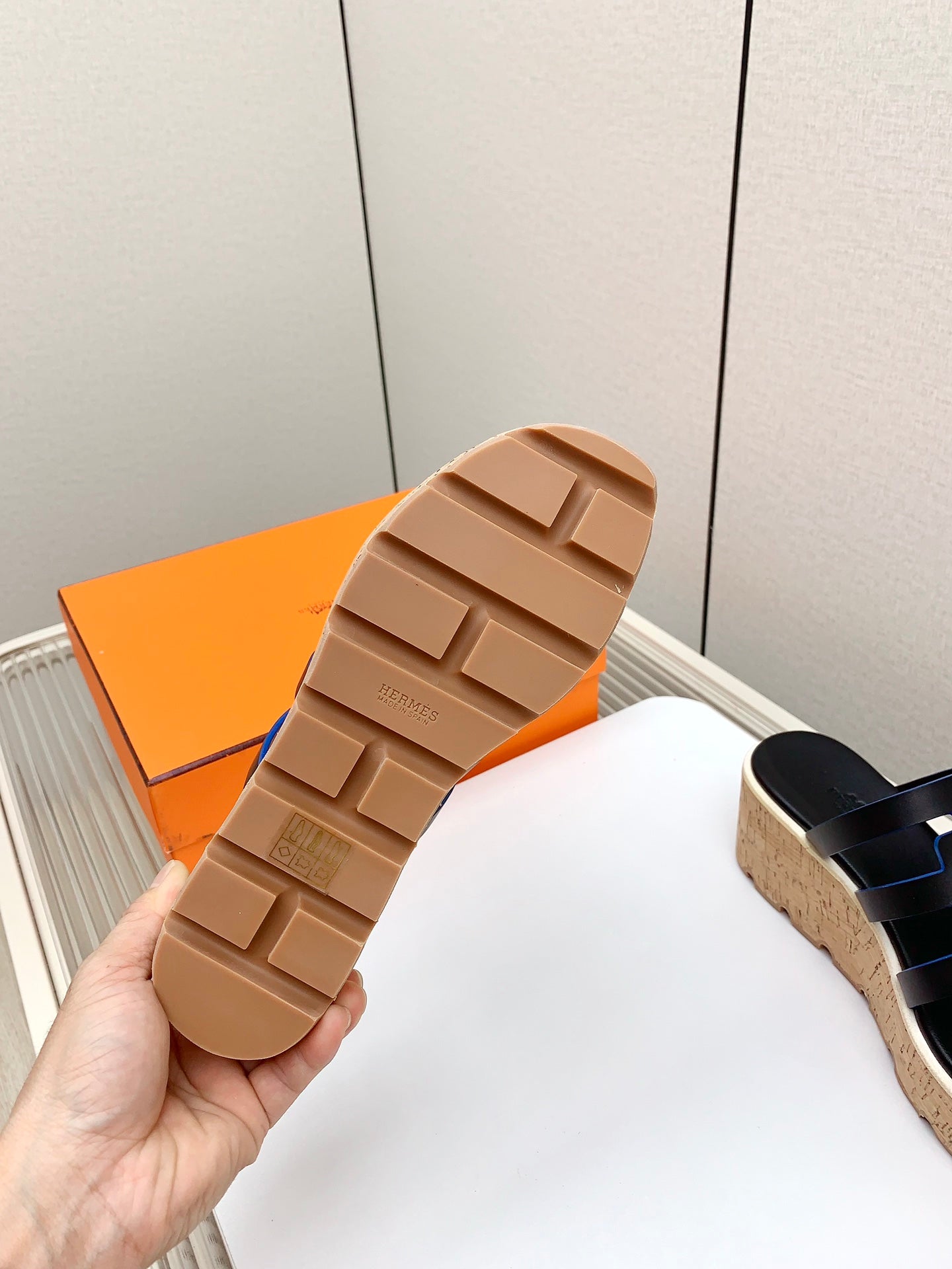 HERMES ISABELLA 30 SANDAL IN BLACK CALFSKIN